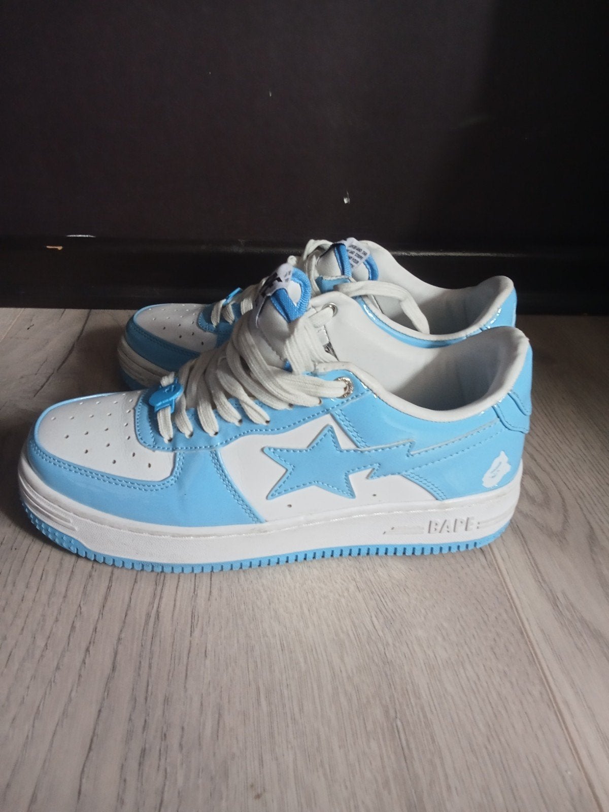 BAPE STA Sneakers Lichtblauw en Wit maat 39, Ophalen, Blauw, BAPE, Sneakers of Gympen