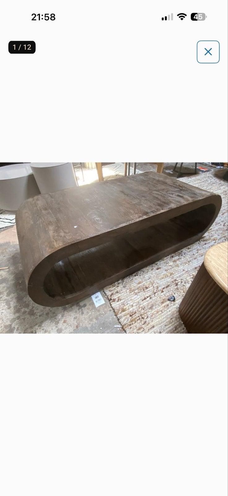 Salontafel Elora 130x60 organische vorm, Ophalen, 100 tot 150 cm, Nieuw, 50 tot 100 cm