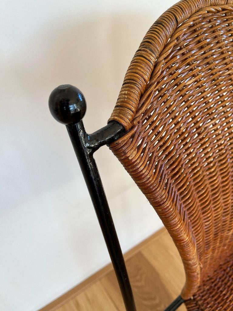 8 Identieke metalen/rieten Weinberg stoelen te koop, Ophalen, Gebruikt, Bruin, Klassiek