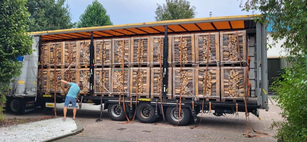 Haardhout eiken beuk of mix volle vrachten/ bulk ovendroog, Tuin en Terras, Haardhout, 6 m³ of meer, Ophalen of Verzenden, Eikenhout