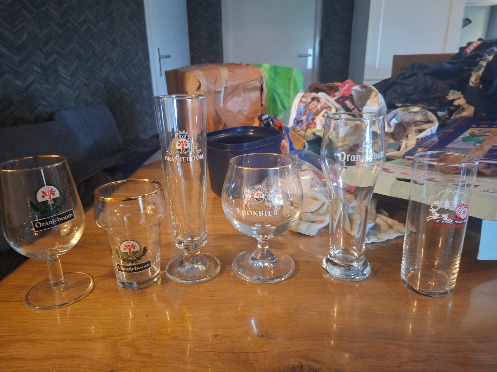 6x verschillende bier glazen Oranjeboom oa bokbier, Ophalen of Verzenden, Zo goed als nieuw, Glas of Glazen, Oranjeboom