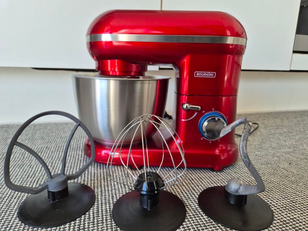 Bourgini Keukenmachine Rood - Zo goed als nieuw, Witgoed en Apparatuur, Keukenmixers, 4 liter of meer, 3 snelheden of meer, Ophalen of Verzenden