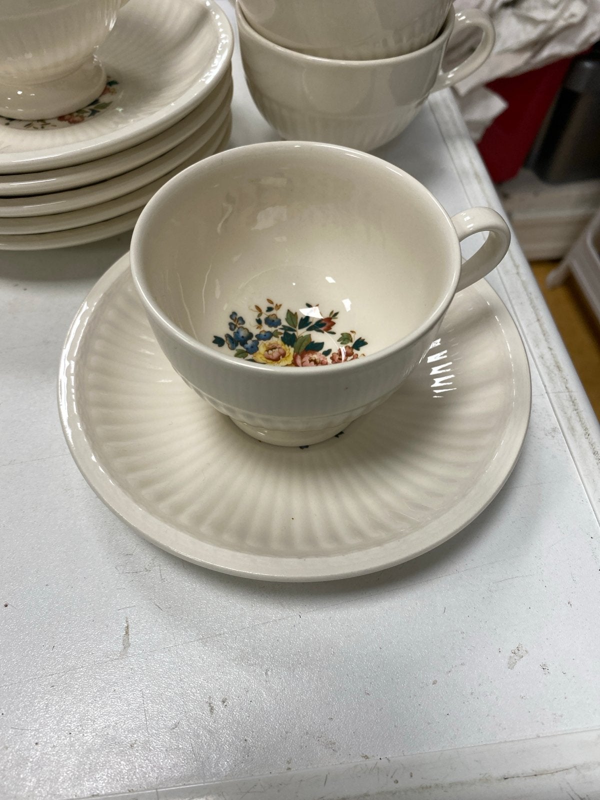 Wedgwood Conway theekopjes en schotels (6 sets), Ophalen of Verzenden
