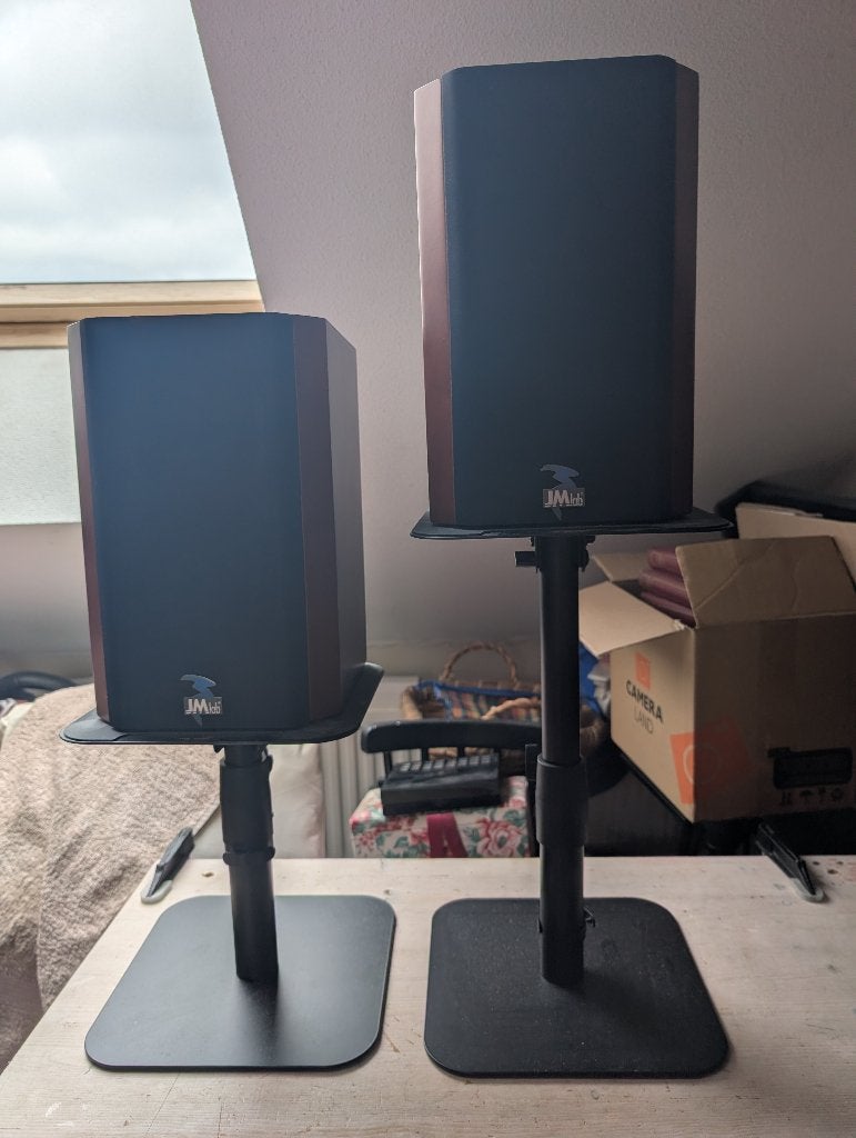 Focal JM Labs Micron Carat boekenplank speakers, Stereo speakers, Gebruikt, 60 tot 120 watt, Inclusief standaarden