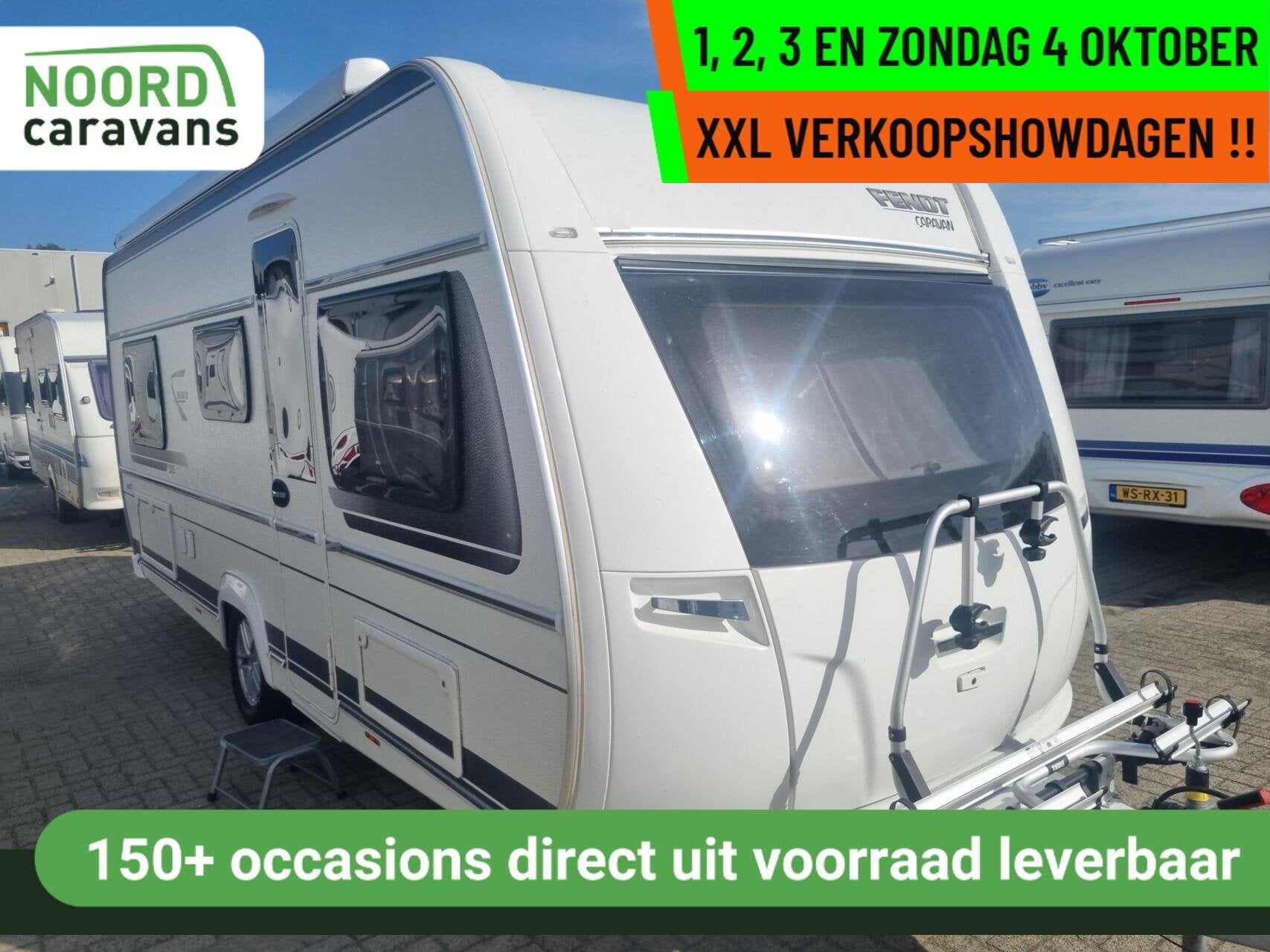 Fendt Bianco - XXL VERKOOPSHOW 1,2,3 & 4 OKT. 10-17 UUR, Caravans en Kamperen, 7 tot 8 meter, Bedrijf, Fendt, Hordeur