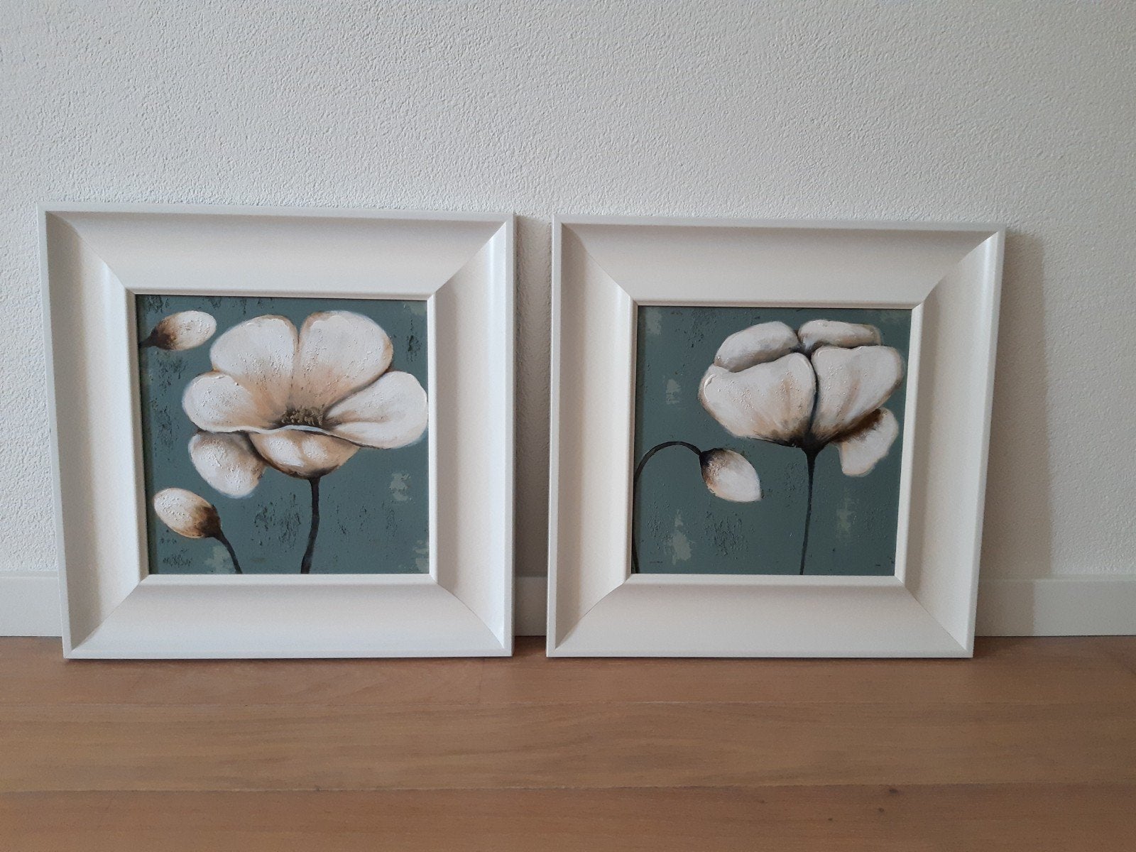 2 ingelijste schilderijen bloem, Ophalen of Verzenden