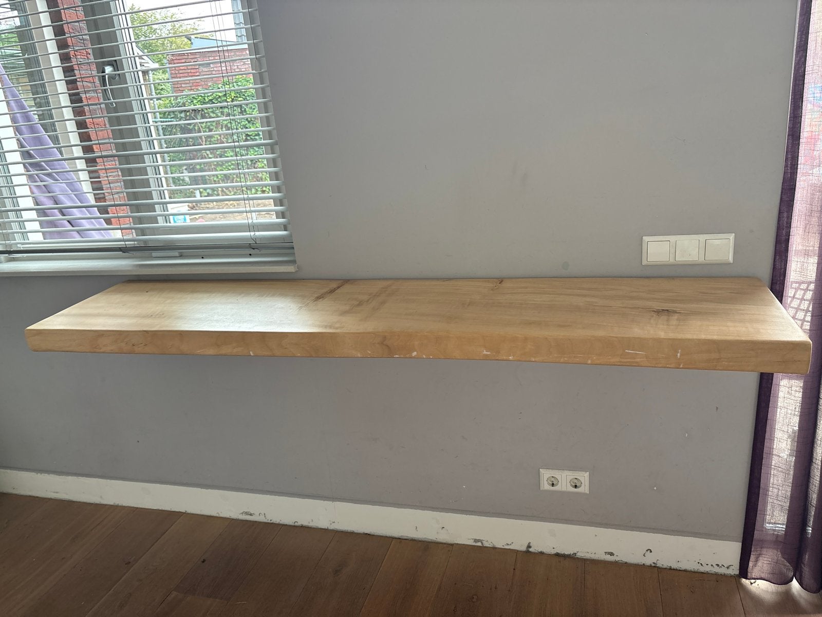 Populierenhout wandplank / bureau, Ophalen, Overige typen, Hout, 45 cm