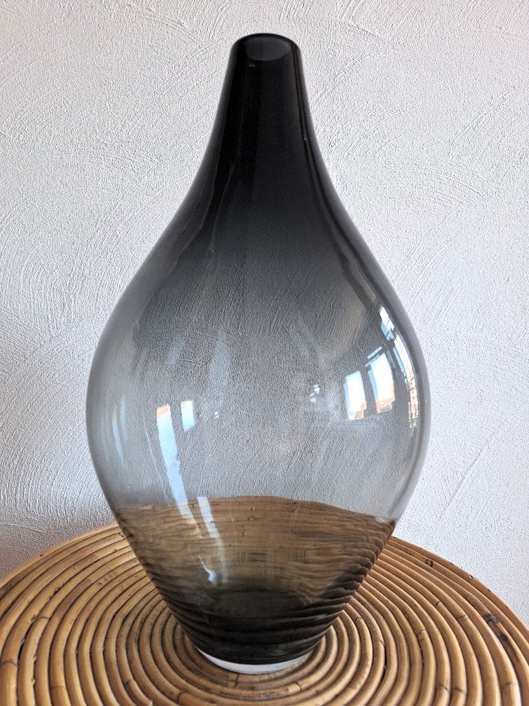 Antraciet glazen vaas FIDRIO fles design 40 cm hoog, Ophalen, Geschikt voor buiten, 40 cm, Grijs