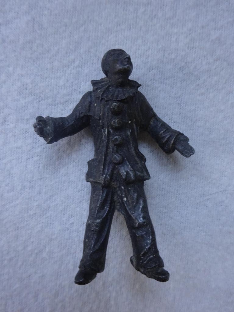 Klein bronzen beeldje van clown, Ophalen of Verzenden, Gebruikt, Mens