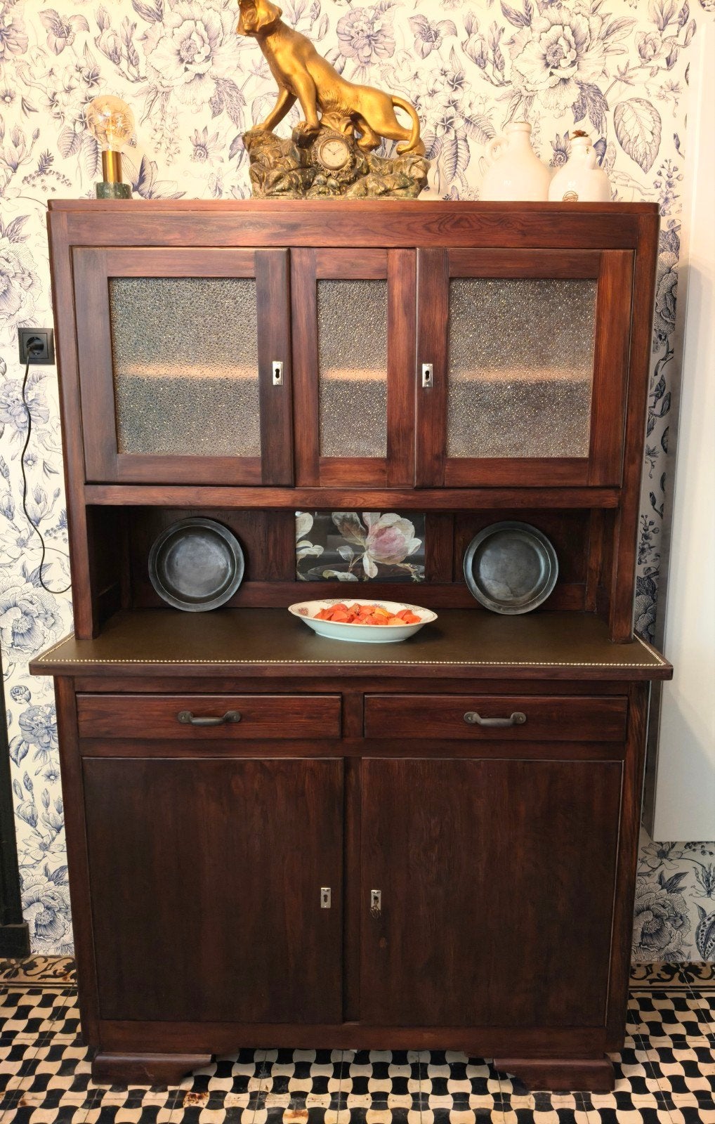 Vintage buffetkast jaren '30/'40, Ophalen, 25 tot 50 cm, Glas, Minder dan 100 cm