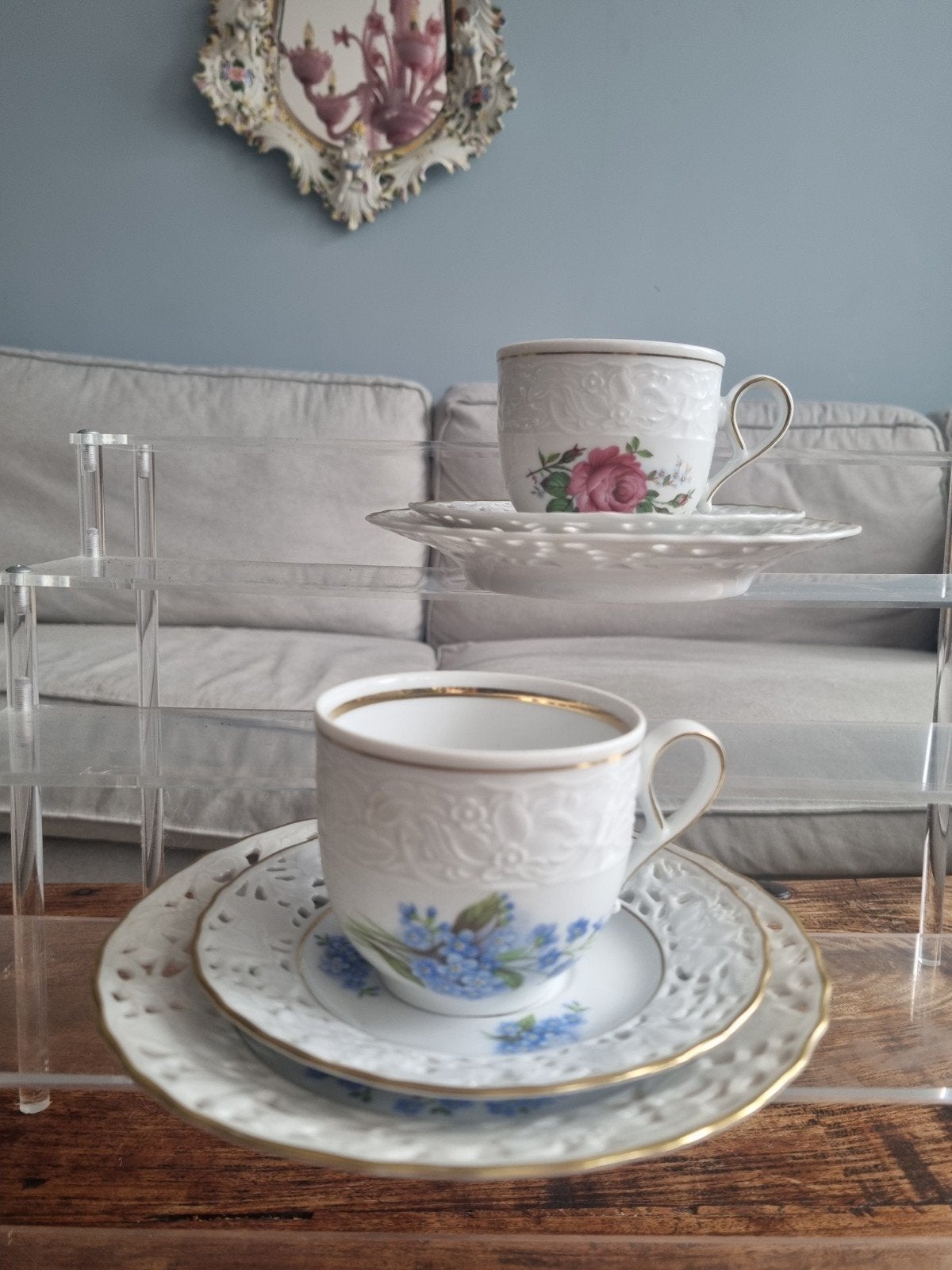 3-delige High Tea set Bavaria Mitterteich 1887 set, gebloem, Ophalen of Verzenden