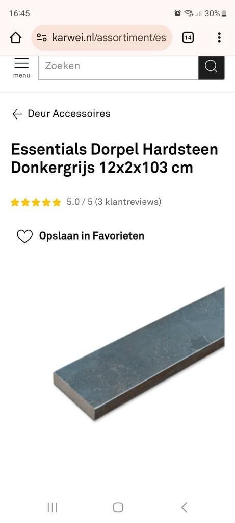 Dorpel hardsteen donkergrijs 12x2x103cm, Ophalen