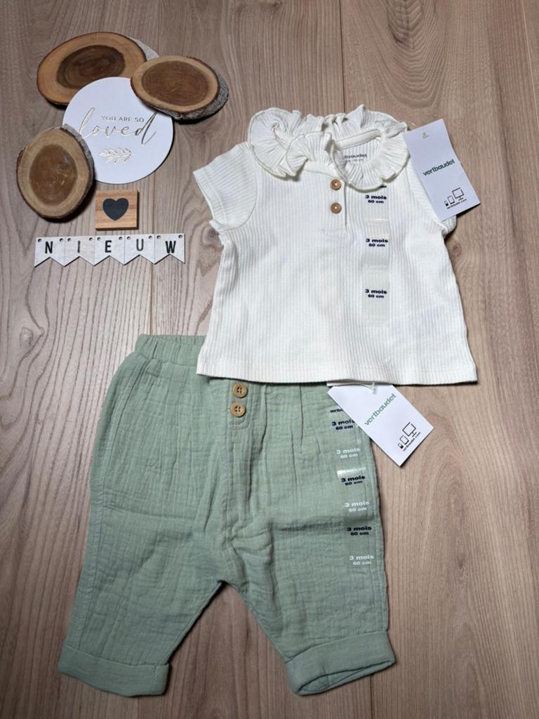 Baby meisje setje vertbaudet broekje, shirtje maat 56/62, Kinderen en Baby's, Babykleding | Maat 56, Ophalen of Verzenden, Nieuw