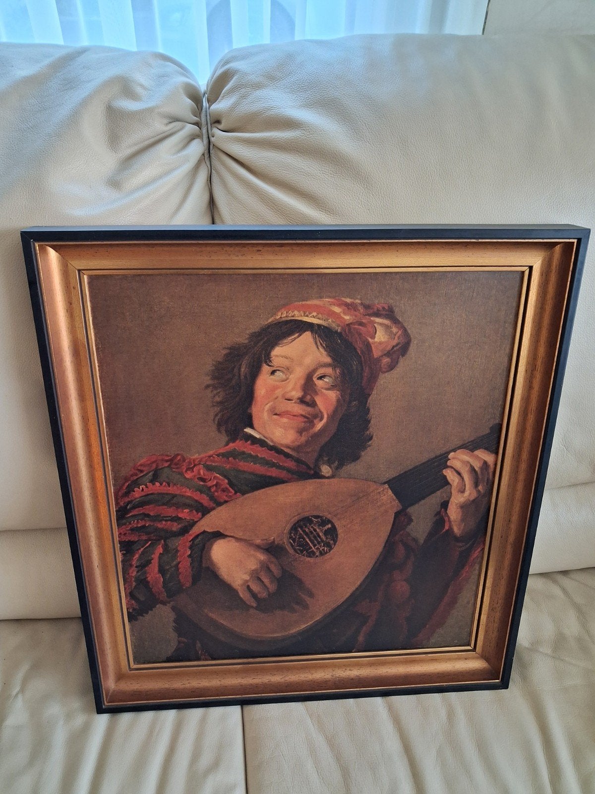 prachtige heel oude kader,man met viool., Ophalen, Doek, Portret of Personen, Handgeschilderd
