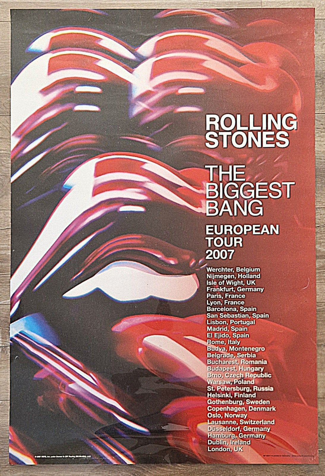 Rolling Stones The Biggest Bang European Tour 2007 Poster, Verzamelen, Ophalen of Verzenden, A1 t/m A3, Muziek, Rechthoekig Staand