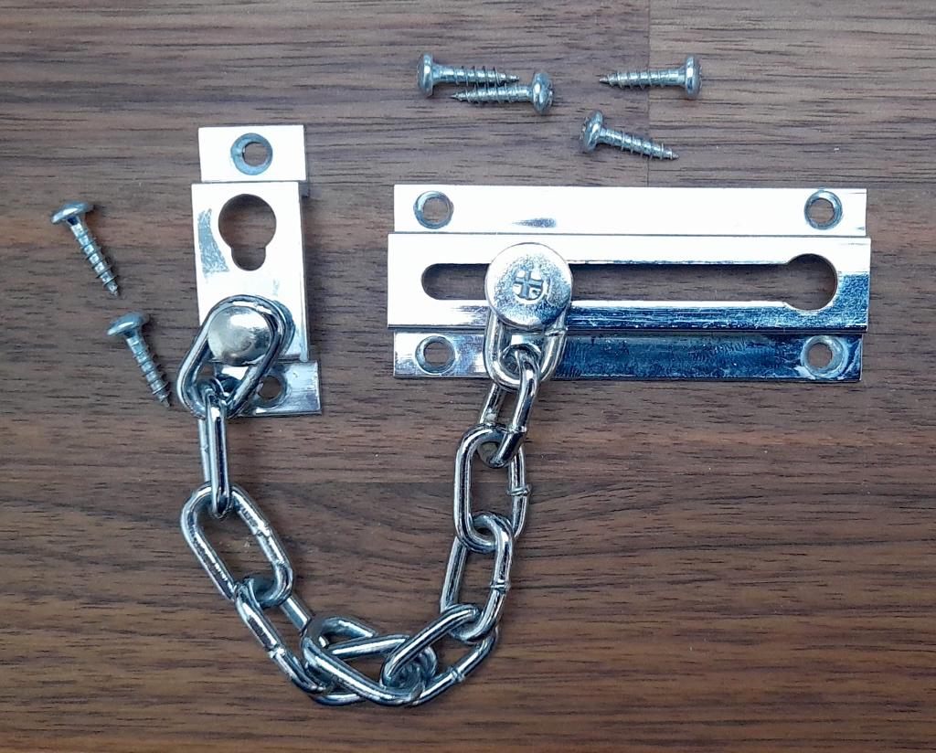 Deurketting, Doe-het-zelf en Verbouw, Hang- en Sluitwerk, Ophalen of Verzenden, Zo goed als nieuw, Rvs, Slot