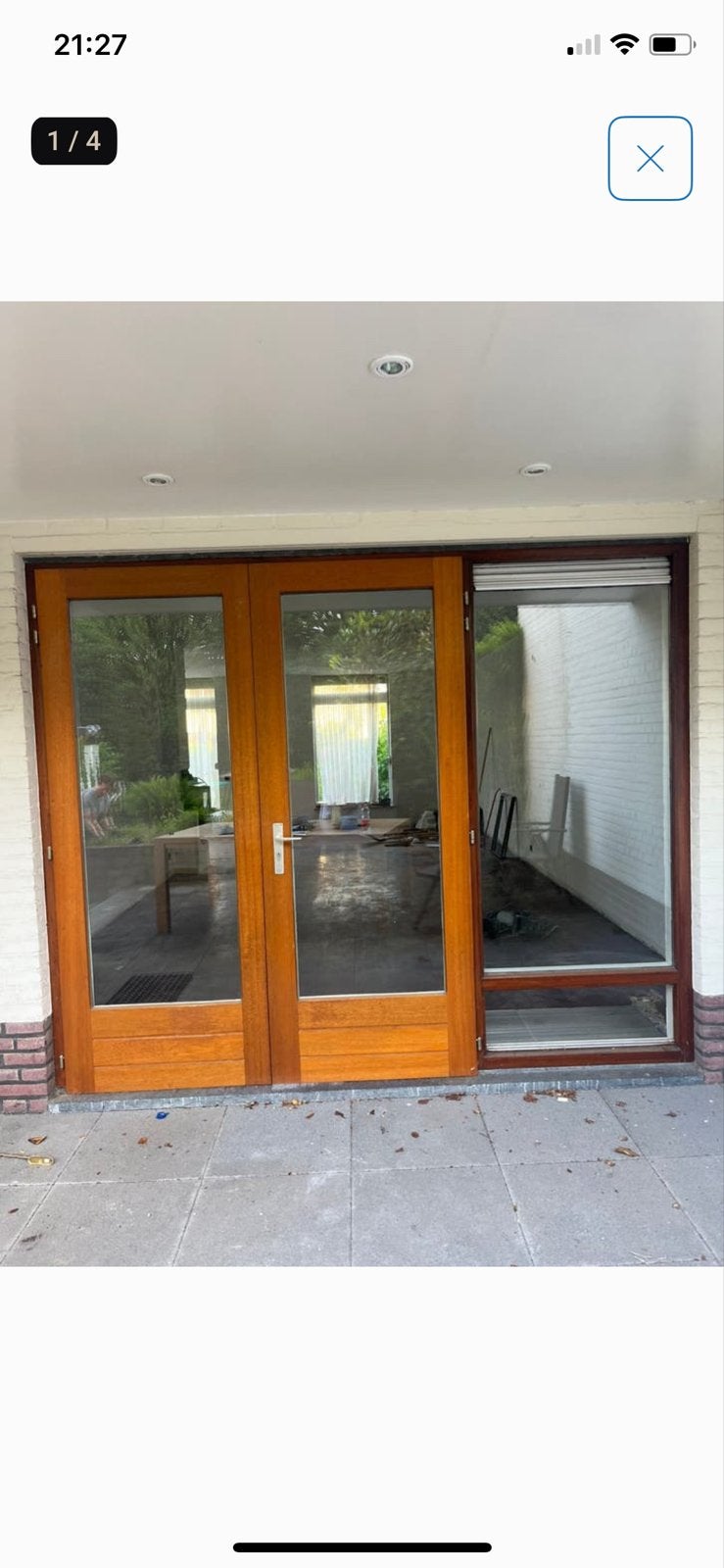 Hardhouten tuindeuren met zijlicht en aparte deur, Doe-het-zelf en Verbouw, Deuren en Horren, Ophalen, Gebruikt, 120 cm of meer