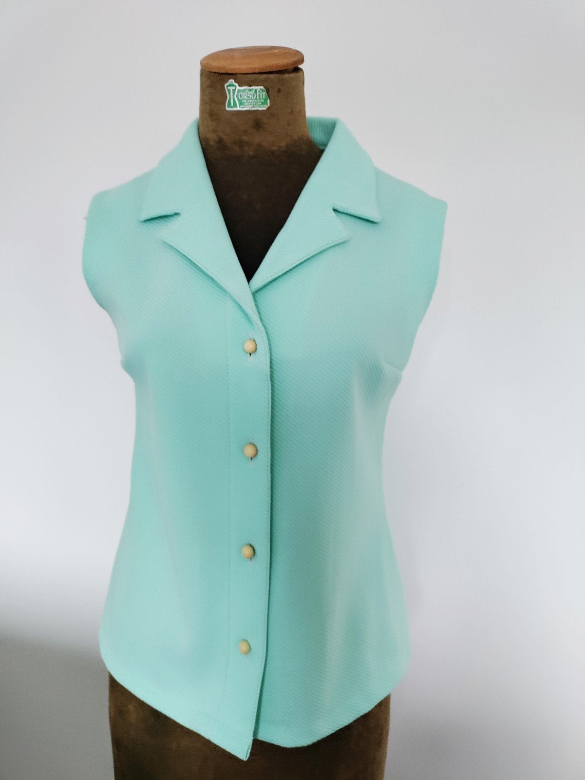 VINTAGE GILET / VEST met knoopjes 38, Kleding | Dames, Ophalen of Verzenden, Zo goed als nieuw, Groen, Jasje