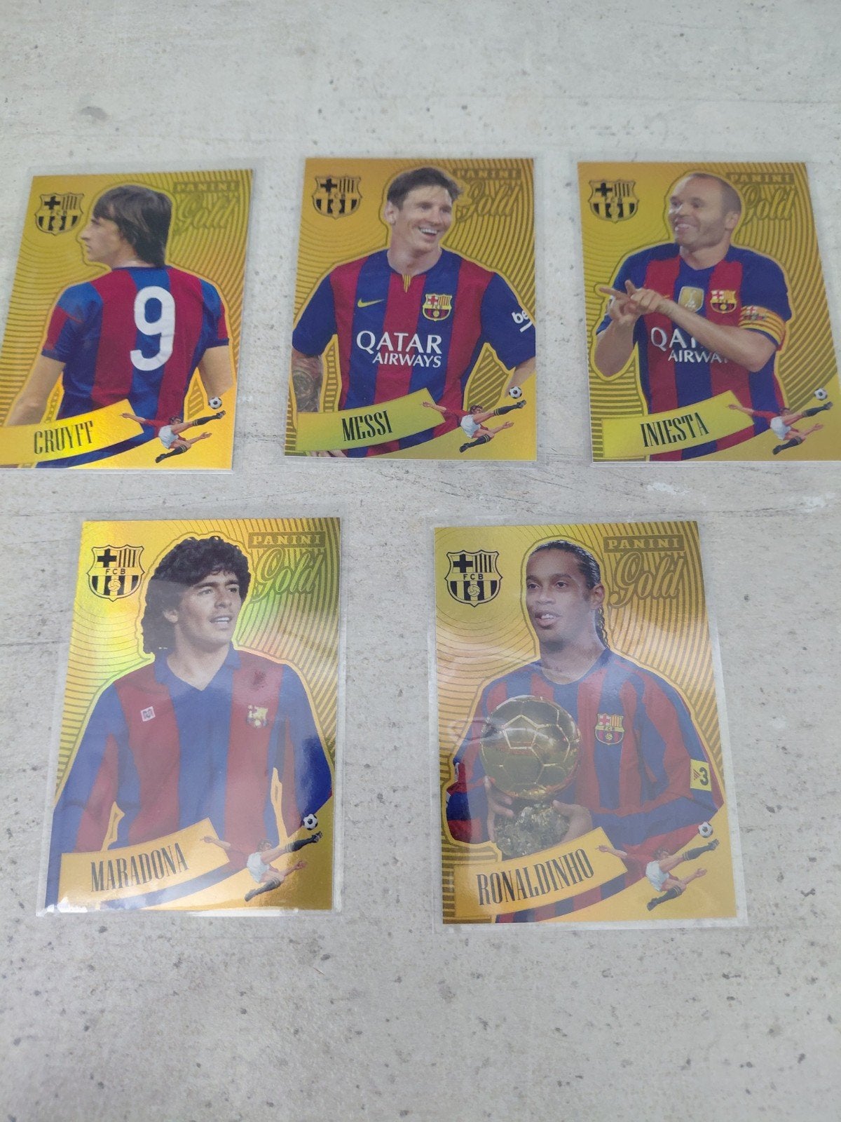 Panini Gold FC Barcelona Legend Spelerskaarten (5 stuks), Ophalen of Verzenden, Zo goed als nieuw, Buitenlandse clubs, Spelerskaart