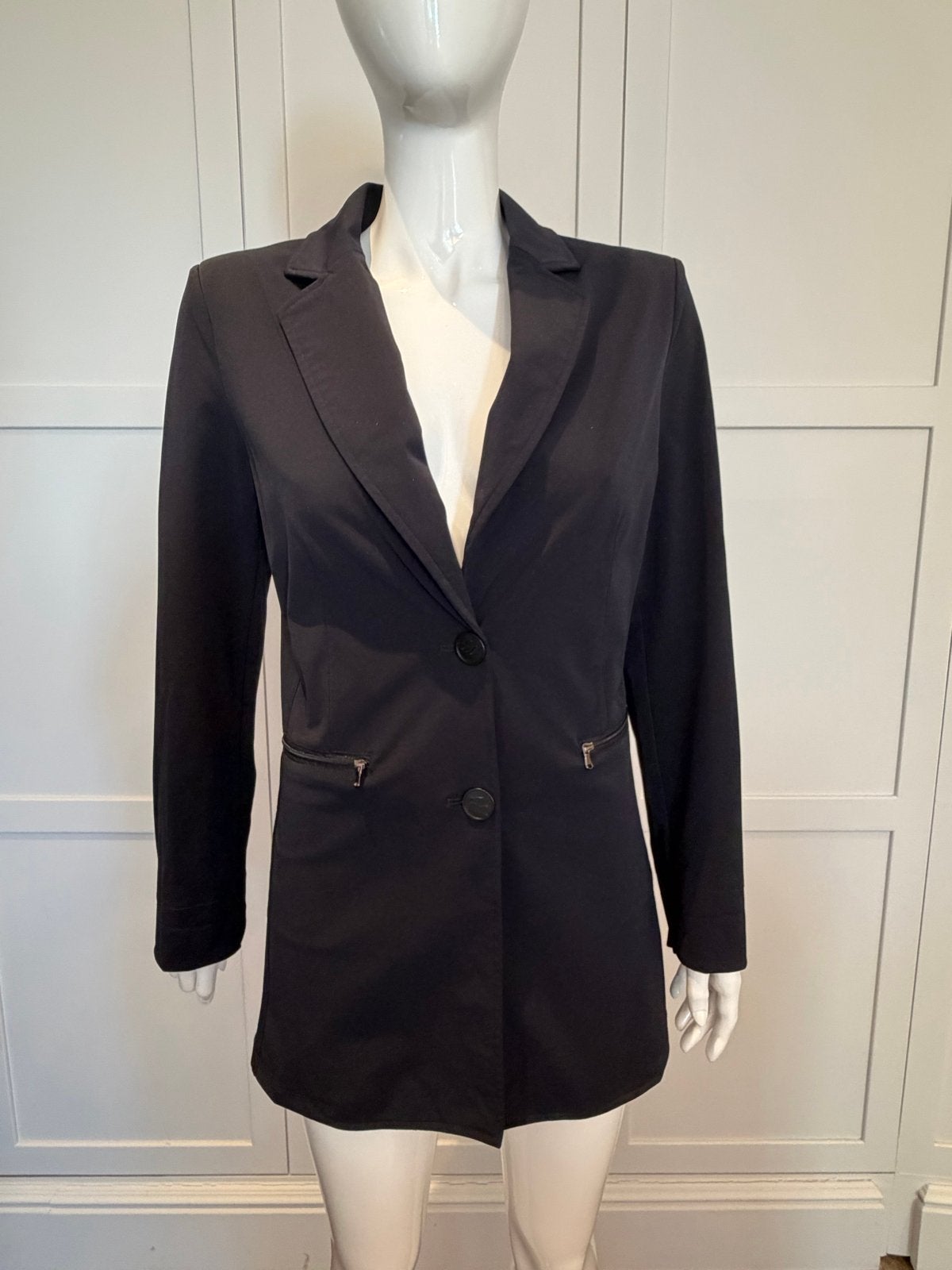 Lady Day zwarte travelstof blazer - Maat L, Verzenden, Zwart, Maat 42/44 (L), Zo goed als nieuw