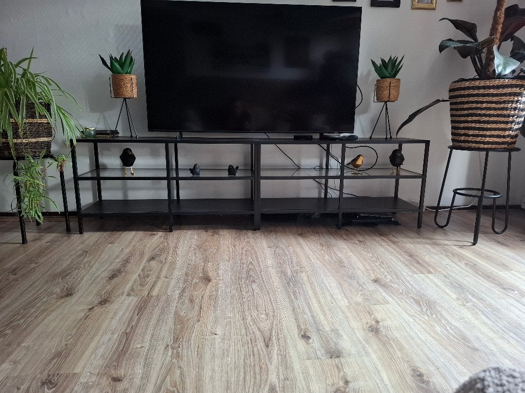 Tv meubels Zwart met glas, Ophalen, 50 tot 100 cm, Zo goed als nieuw, Glas