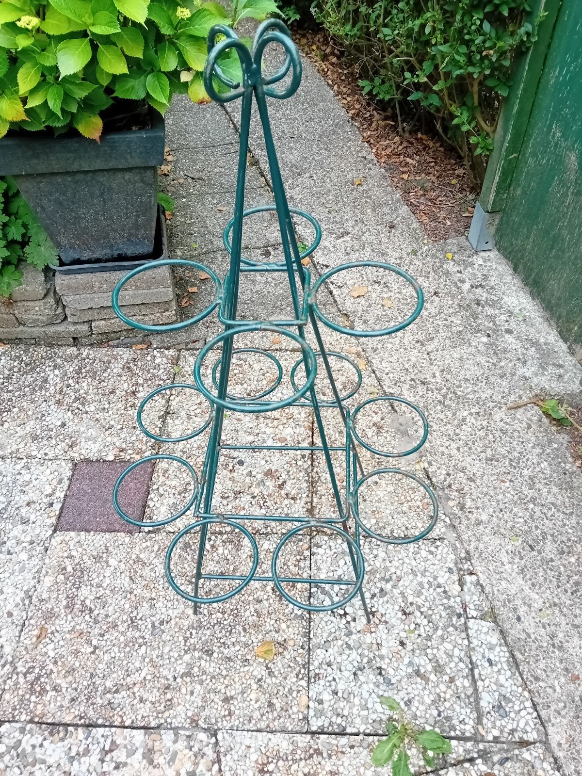 Smeet ijzeren plantenrek voor 12 potten, groen, Ophalen, Gebruikt, Binnen