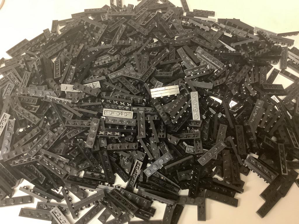 Lego plaat 1x4 zwart, Ophalen of Verzenden, Gebruikt, Losse stenen, Lego