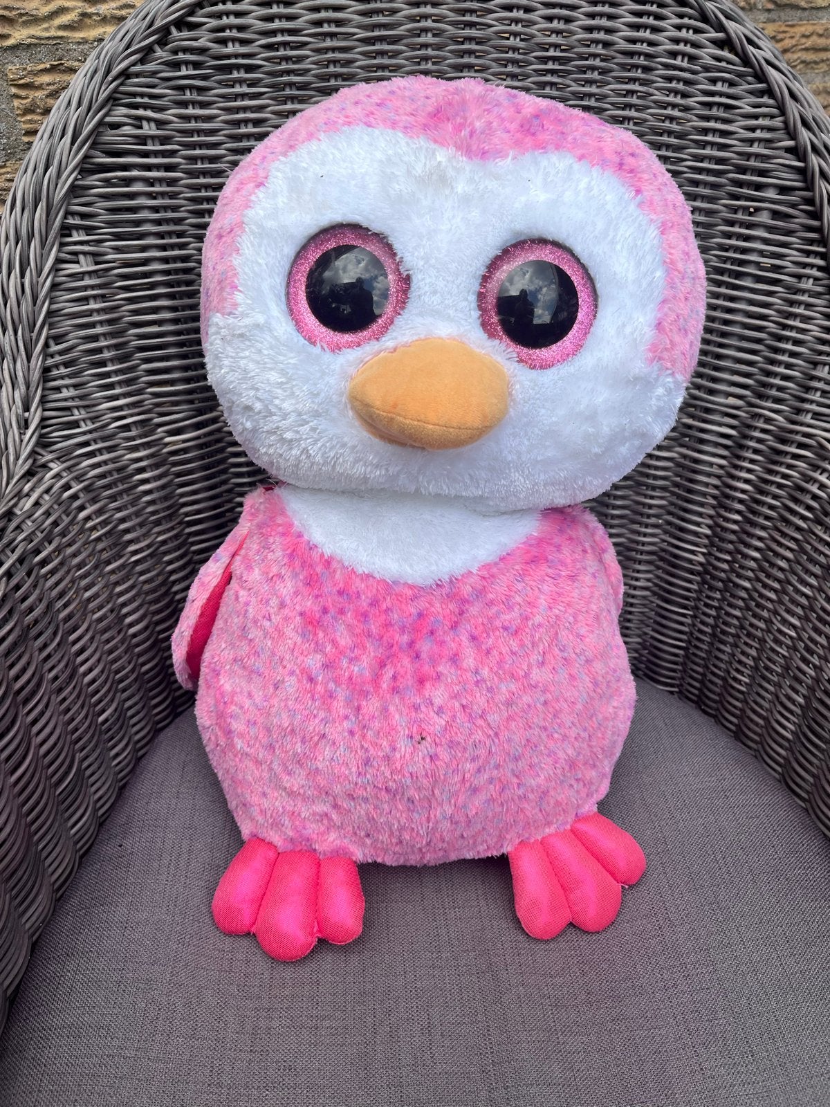 Roze Pinguïn Knuffel - Rechter vleugel zit los, Ophalen, Pinguïn, Gebruikt, Middelgroot (20 tot 80 cm)