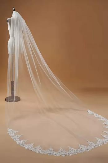 Elegante Kanten Sluier 3 m, Kleding | Dames, Trouwkleding en Trouwaccessoires, Verzenden, Nieuw, Wit, Accessoires