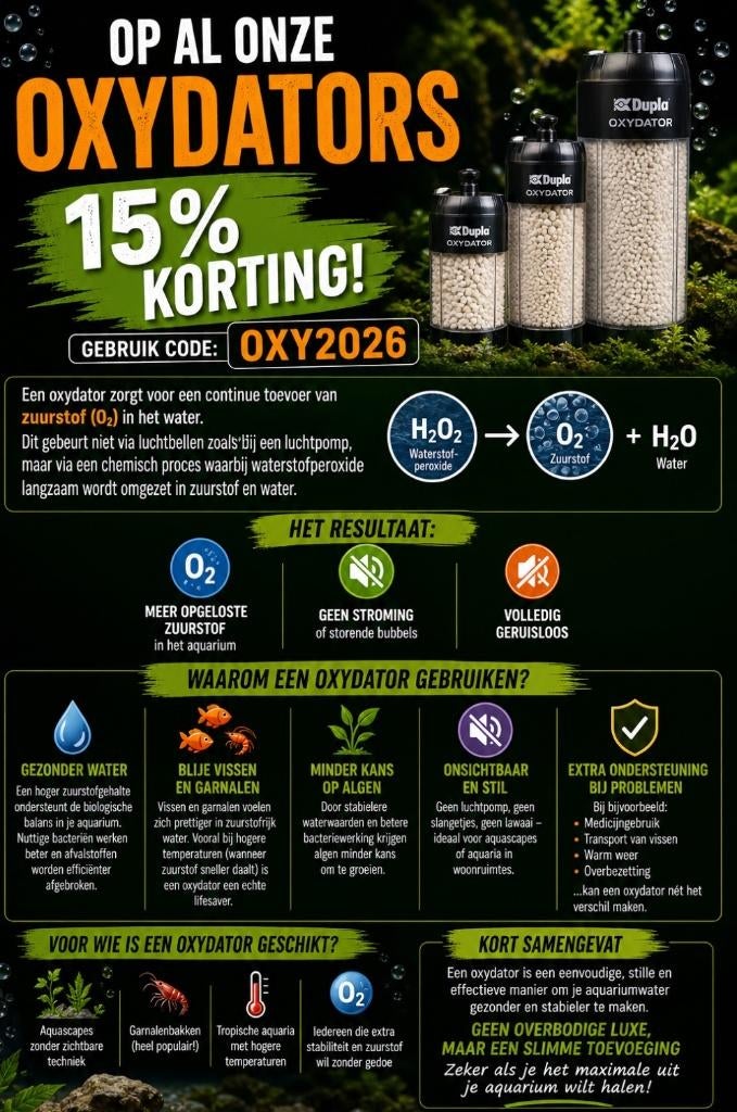 Op al onze aquarium Oxydators 15% korting!, Dieren en Toebehoren, Vissen | Aquaria en Toebehoren, Nieuw, CO₂-systeem, Overige merken