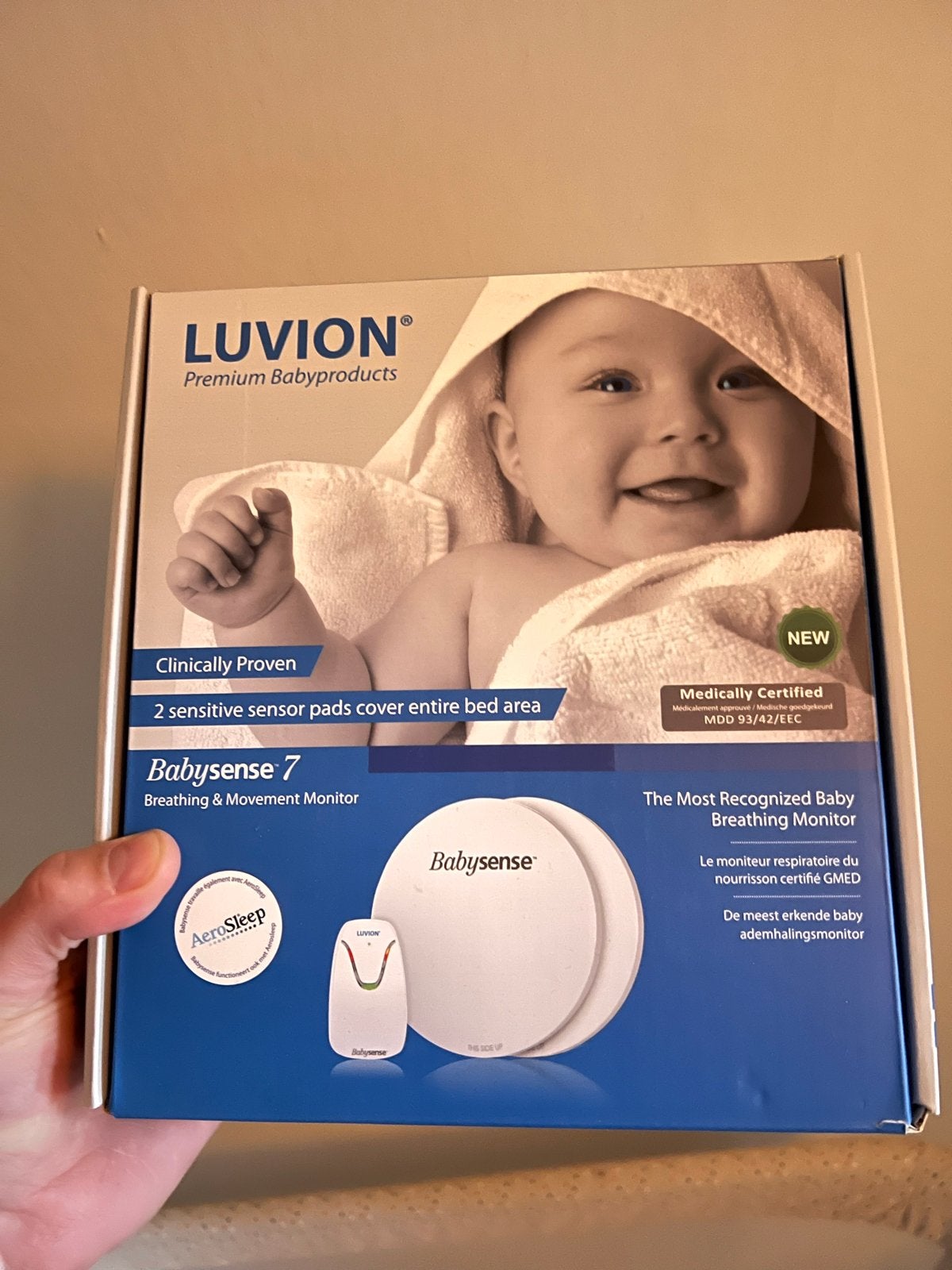 Luvion Babysense 7 Ademhalings- & Bewegingsmonitor, Kinderen en Baby's, Babyfoons, Ophalen of Verzenden, Zo goed als nieuw, Minder dan 100 meter