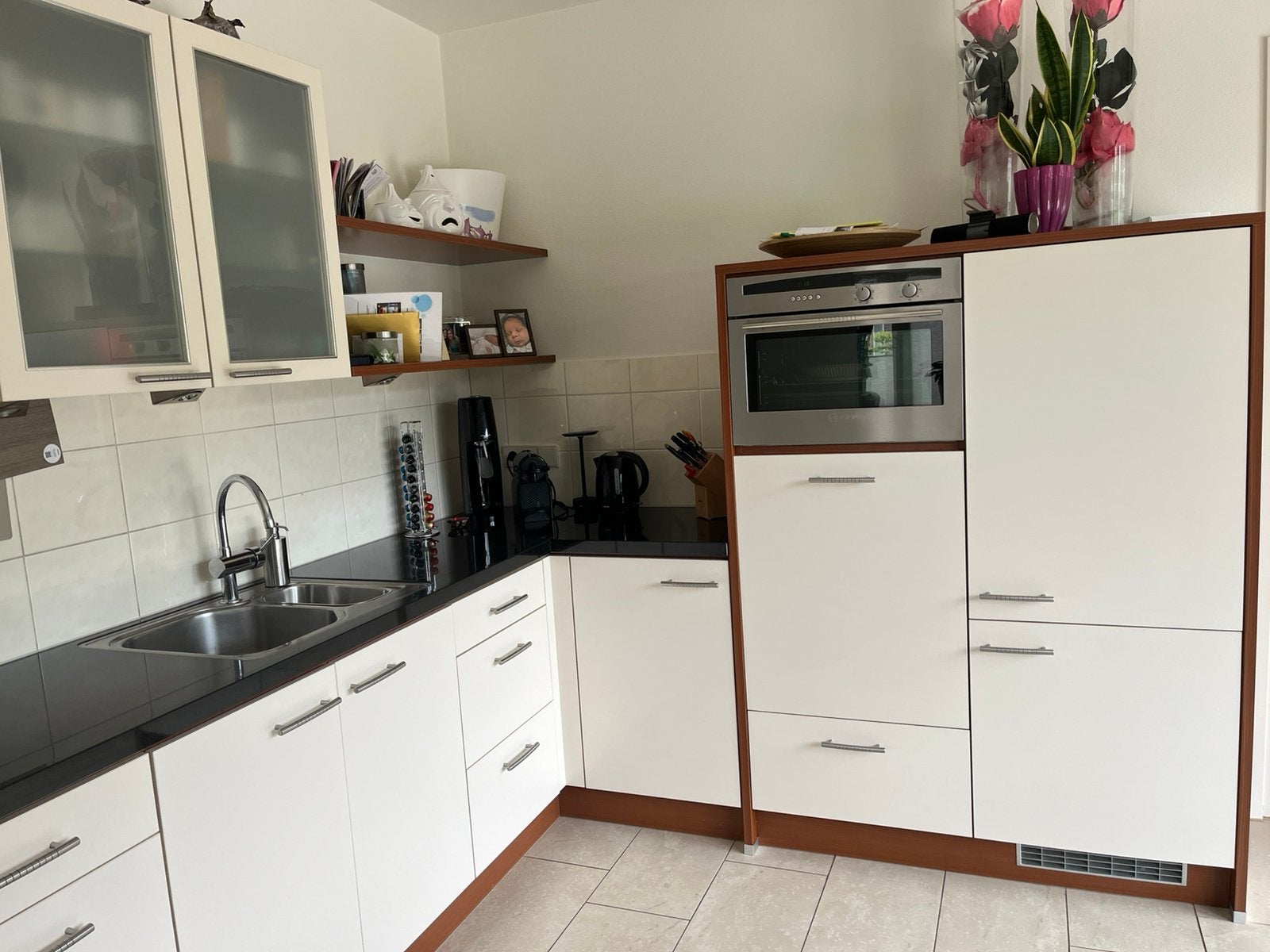 Keuken, Ophalen, Gebruikt, Crème, Graniet of Steen
