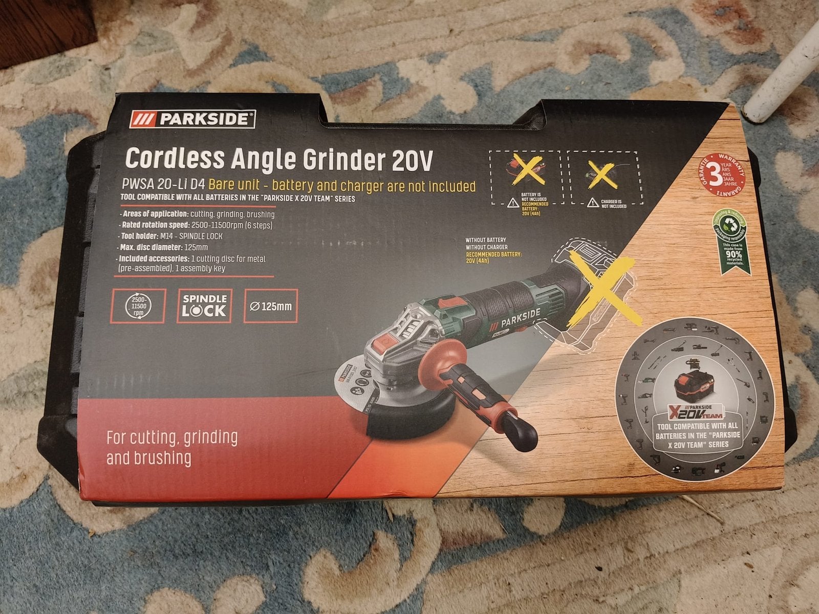Parkside Accu Haakse Slijper 20V PWSA 20-Li D4 (Nieuw), Ophalen of Verzenden, Nieuw
