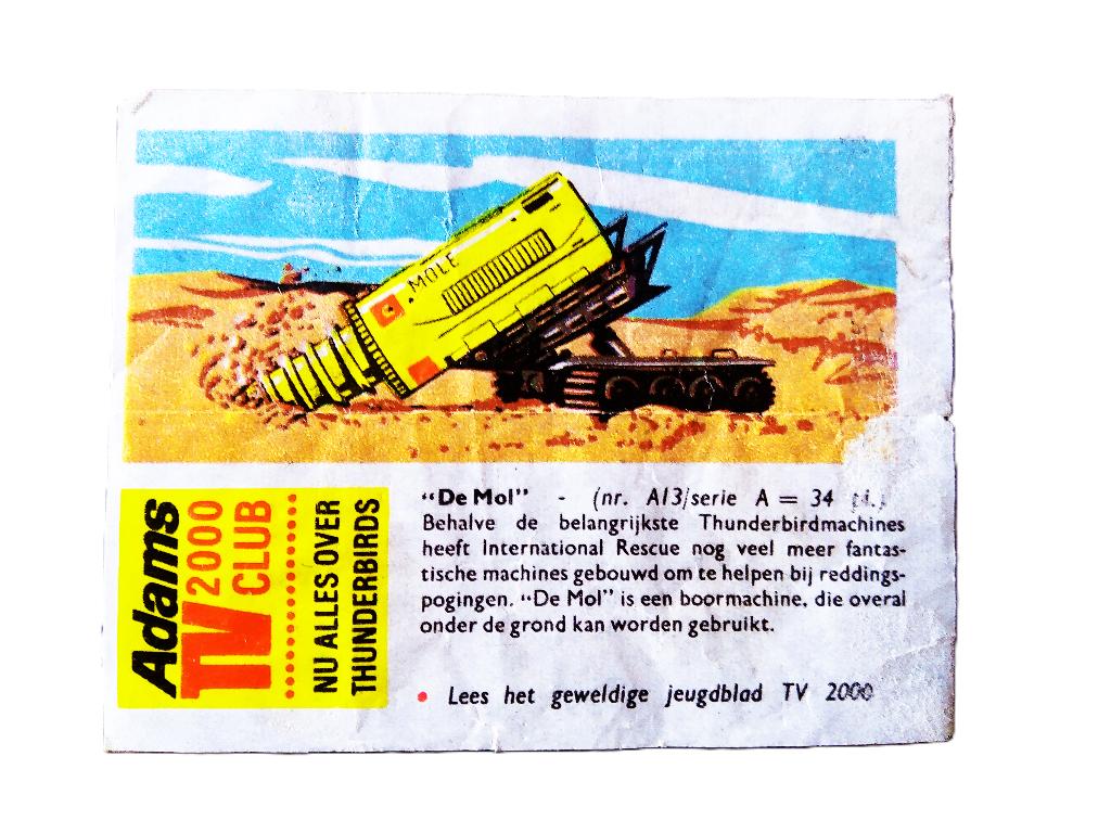 thunderbirds-de mol A-13 *1966*adams serie tv 2000 club, Ophalen of Verzenden, Gebruikt, Tv, Foto of Kaart