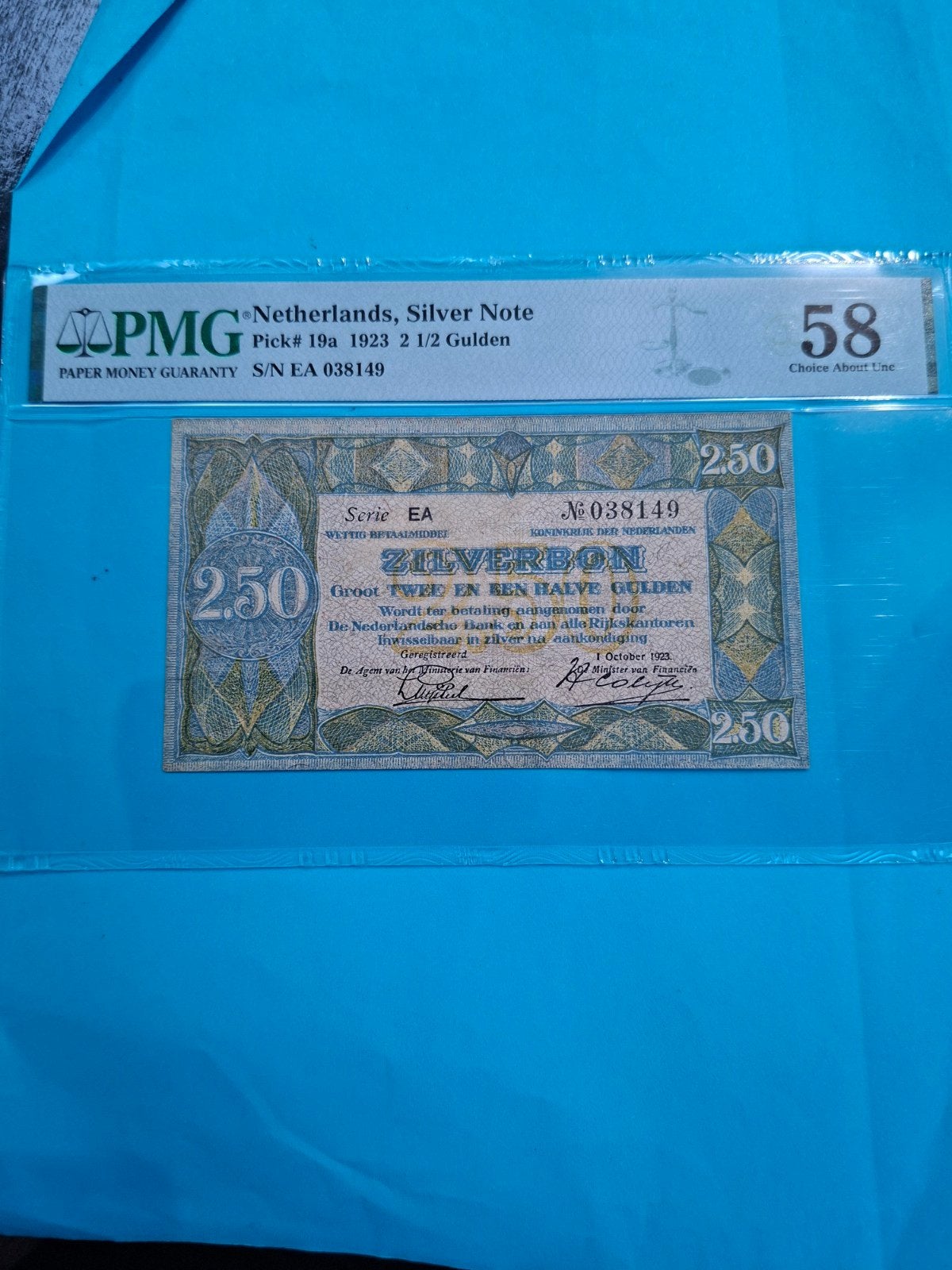 2,5 gulden Zilverbon uit 1923
in AUNC Gekeurd 58, Ophalen of Verzenden, 1 gulden, Los biljet