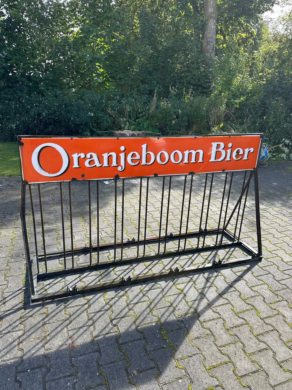 Vintage Oranjeboom Bier Fietsenrek Emaille Horeca Reclame, Antiek en Kunst, Ophalen