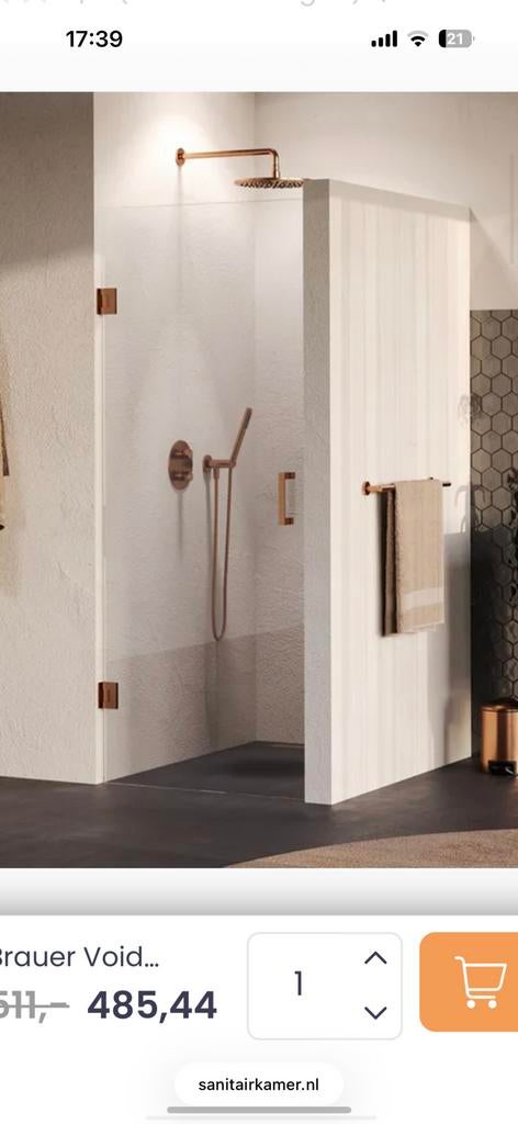 Douchedeur Brauer topa 60cm copper., Ophalen, Nieuw, Douche