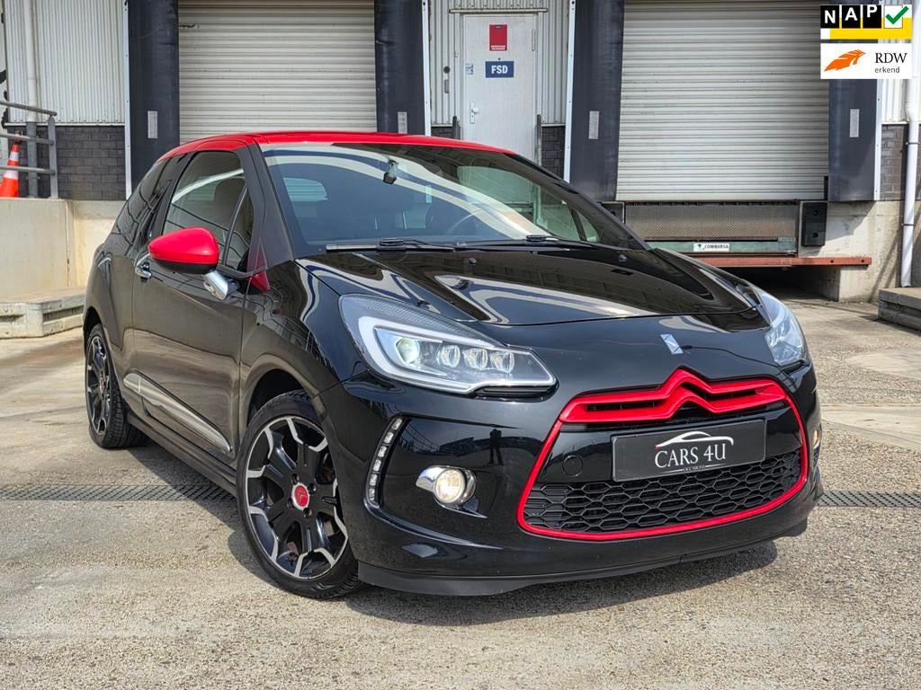 Citroen DS3 1.2 PureTech So Red full opti navi led, Euro 6, Zwart, Origineel Nederlands, Bedrijf