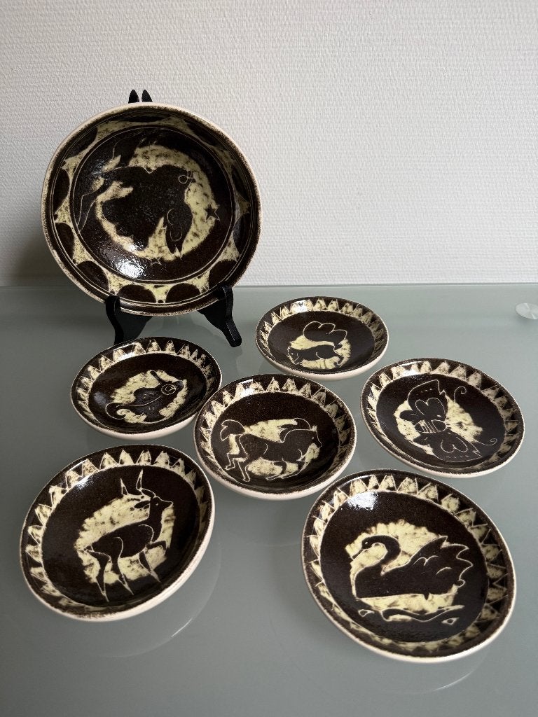 De Gats keramieken 7-delige schalenset Valkenburg Nederland, Porselein of Keramiek, Schaal, Rond, Ophalen of Verzenden