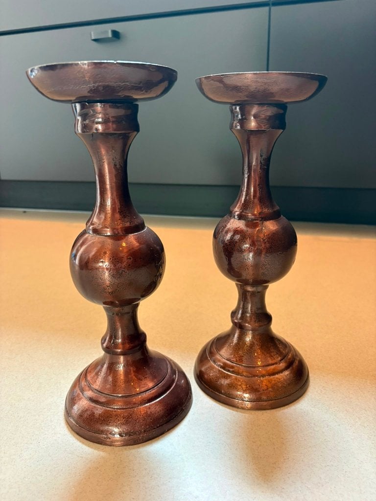 Riverdale kandelaars - set van 2 - koper/brons - 30cm, Huis en Inrichting, Woonaccessoires | Kandelaars en Kaarsen, Ophalen, Gebruikt