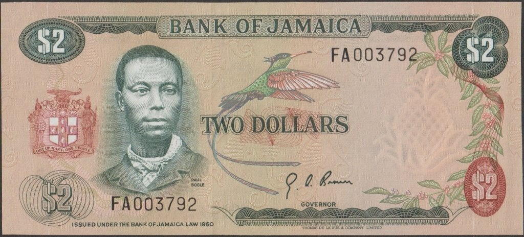 Jamaica 2 dollars ND(1970) XF p.58 (# 88), Verzenden, Midden-Amerika, Los biljet