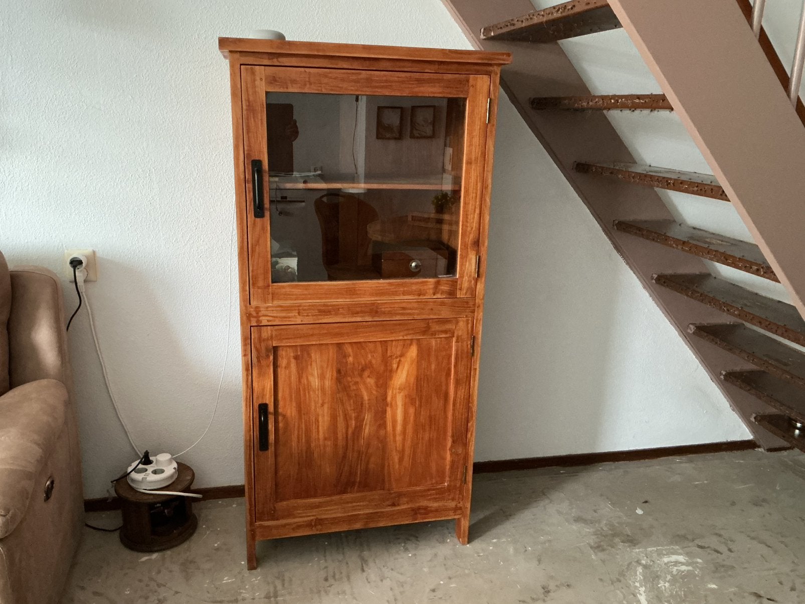 Teakhouten kastje, Huis en Inrichting, Kasten | Ladekasten, Ophalen, Strak, Gebruikt, 1 of 2 laden