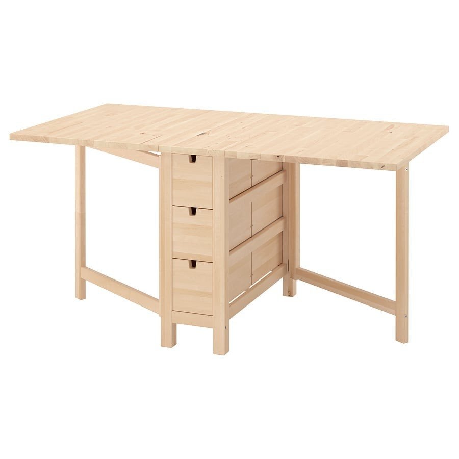 Houten IKEA Norden Klaptafel met lades, Huis en Inrichting, Ophalen, Gebruikt, 50 tot 100 cm, 150 tot 200 cm