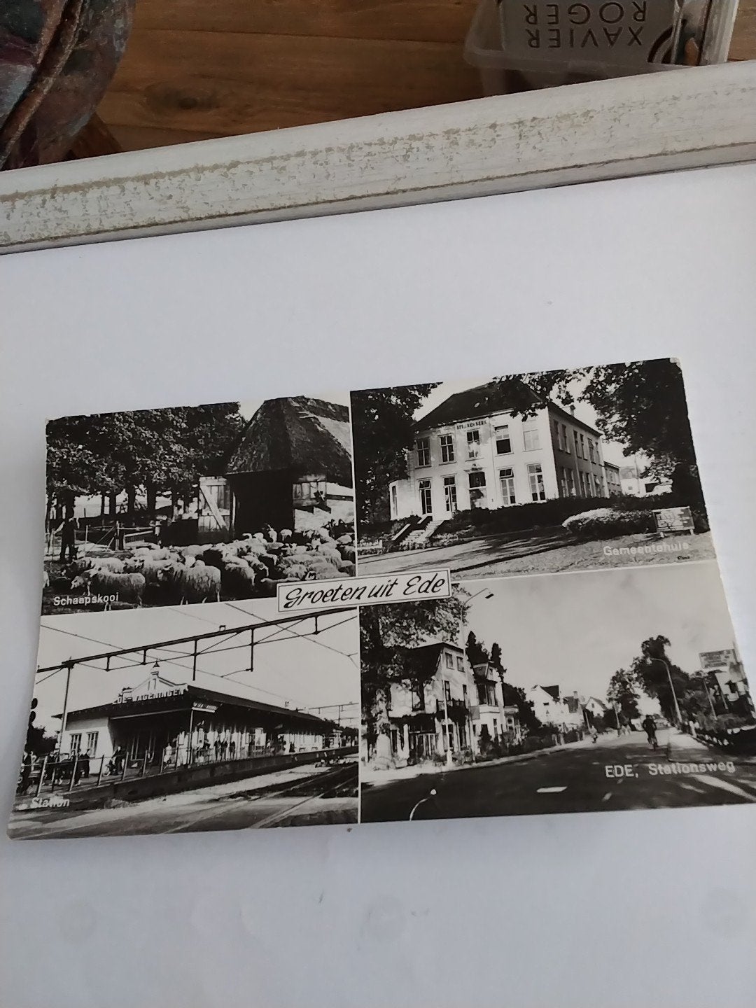 Groeten uit Ede - Schaapskooi, Gemeentehuis  Station, Ophalen of Verzenden, 1940 tot 1960, Ongelopen, Gelderland