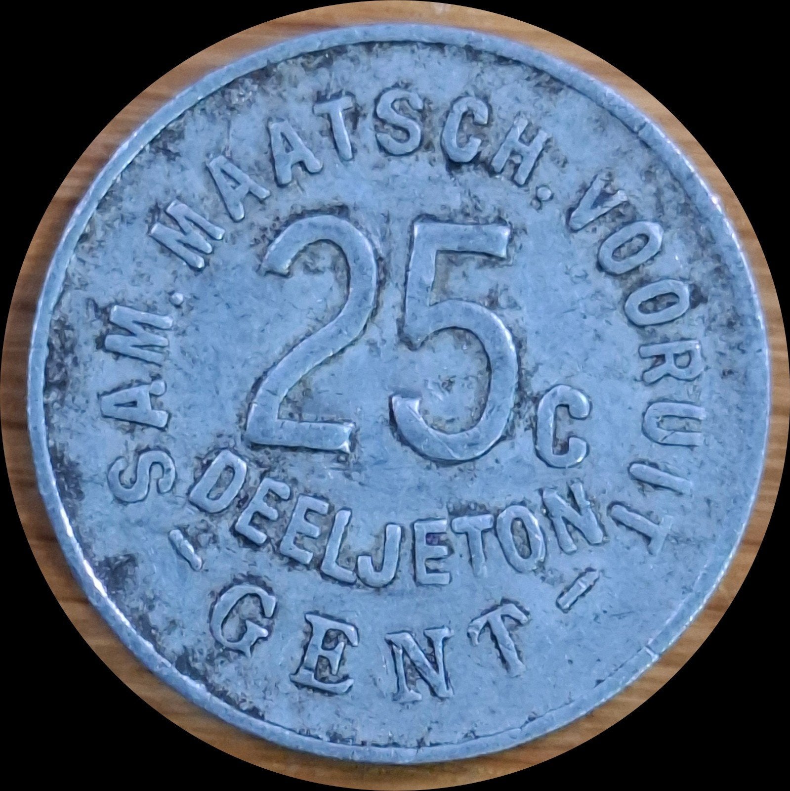 89# België 25 Deeljeton 1880 penning, Postzegels en Munten, Penningen en Medailles, Overige materialen, Ophalen of Verzenden