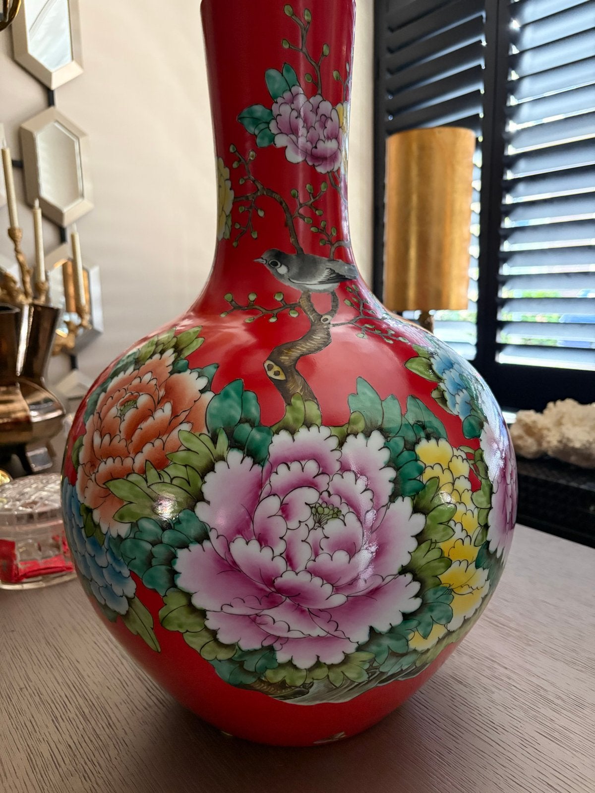 Pols potten  vaas met bloemen en vogelmotief - Nieuw, Ophalen of Verzenden
