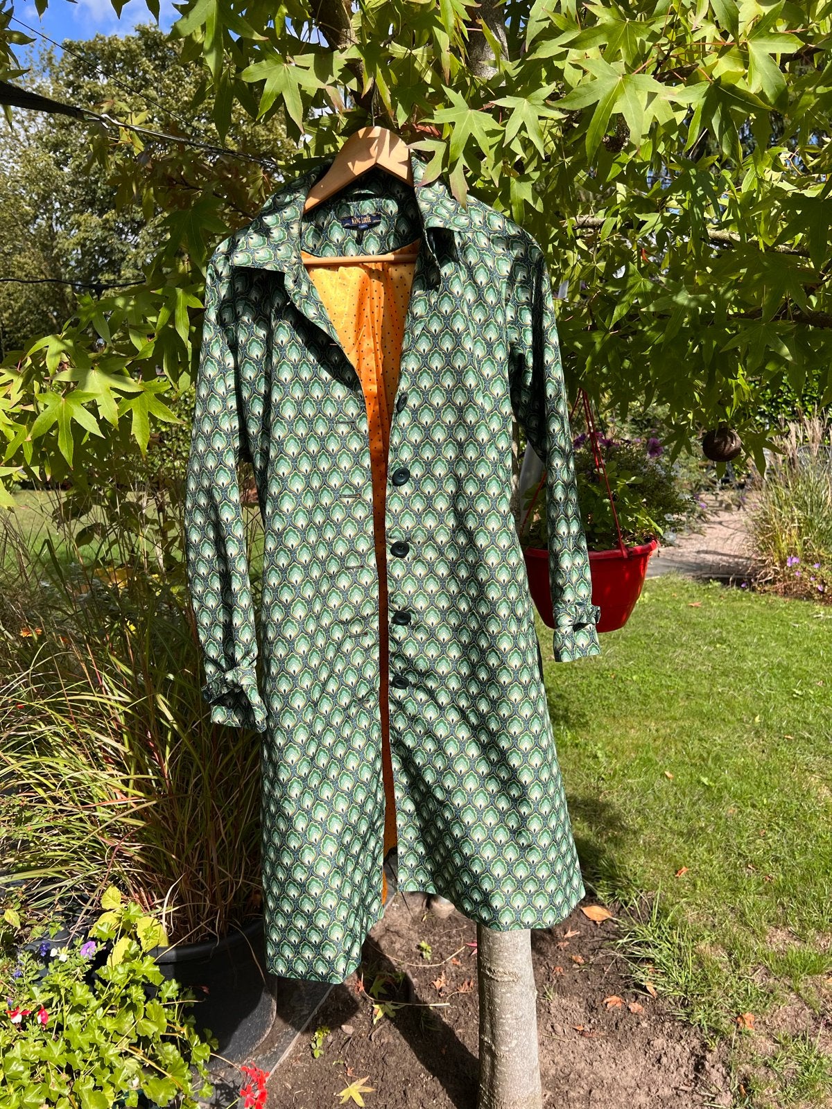 King Louie Groene Jas met Patroon - Maat 38, Ophalen of Verzenden, Zo goed als nieuw, Maat 38/40 (M), Groen