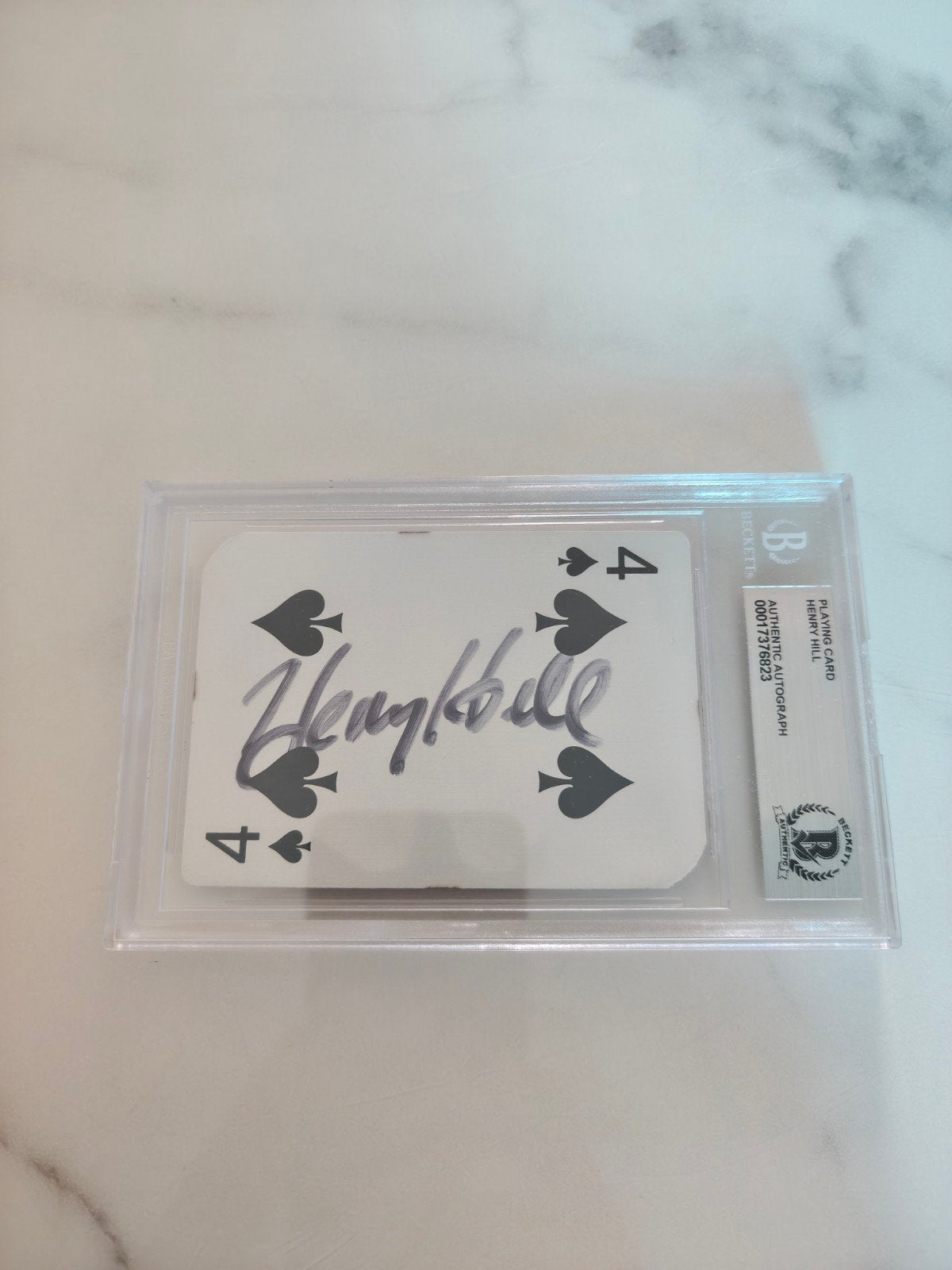 Henry Hill gesigneerde pokerkaart inc BECKETT coa, Verzamelen, Muziek, Artiesten en Beroemdheden, Ophalen of Verzenden
