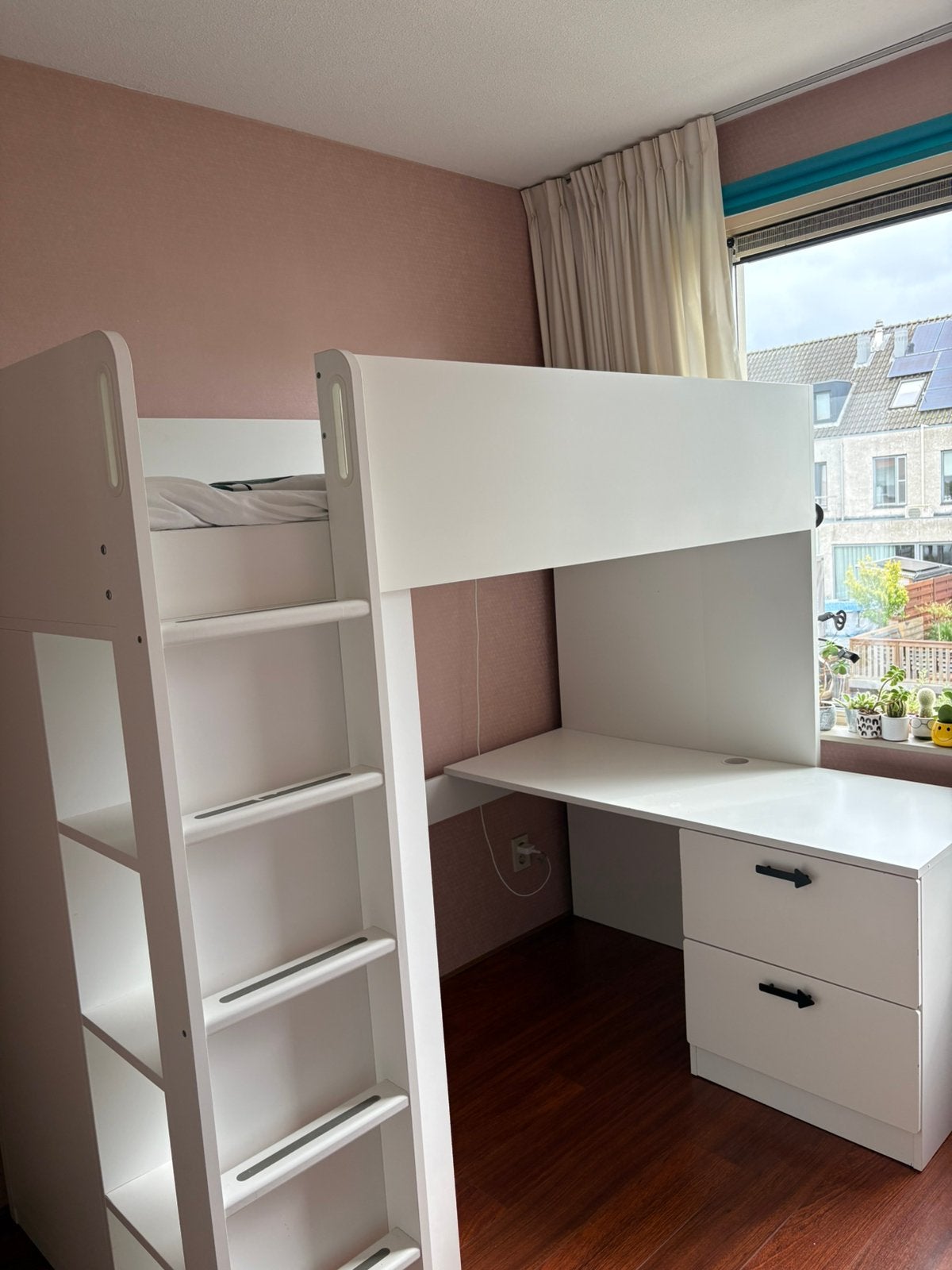 Ikea Smastad Hoogslaper met bureau en opbergruimte - Wit, Ophalen, Gebruikt, Hoogslaper