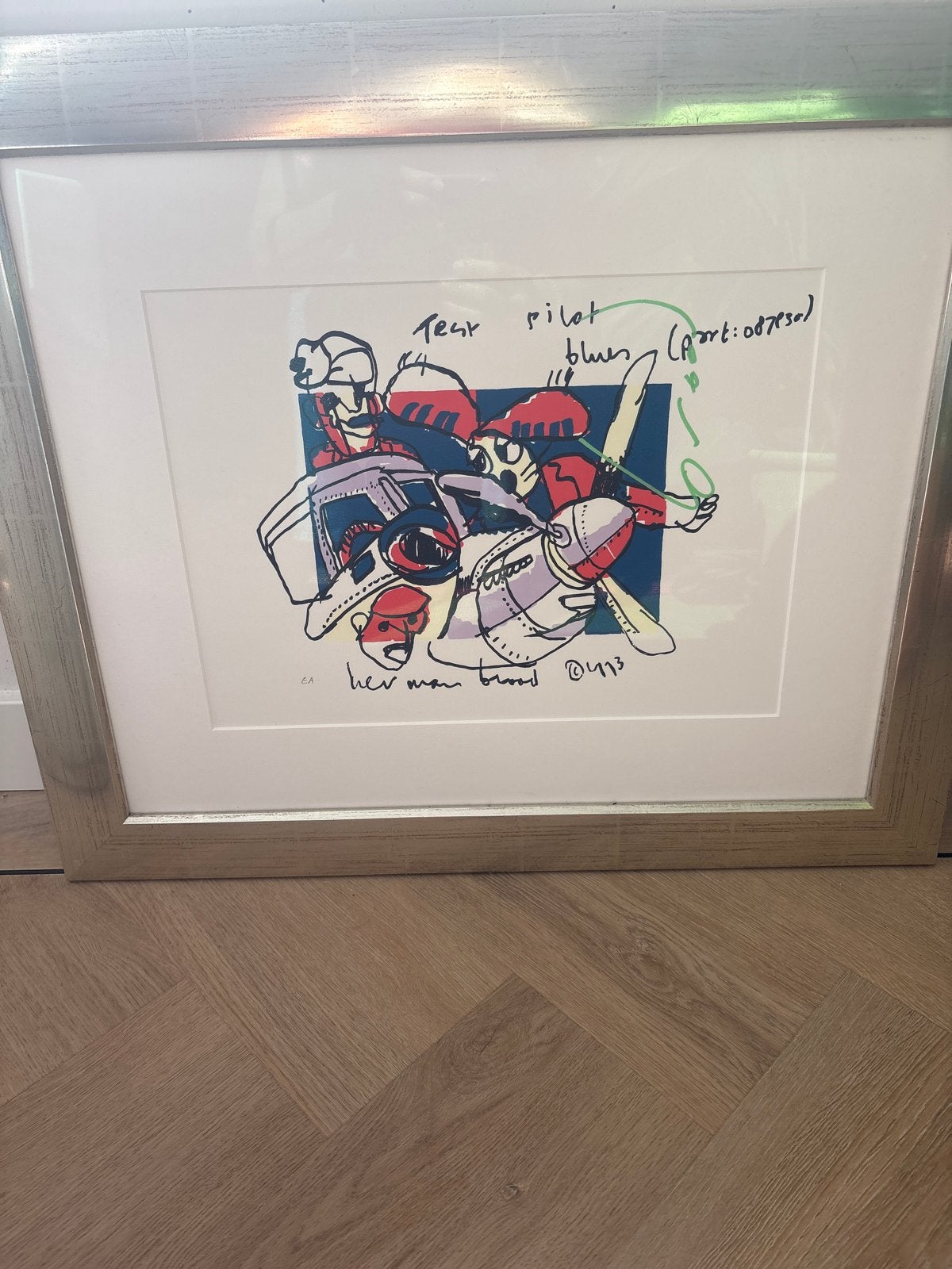 Herman Brood - Testpilot EA (Artist Proof) - Uniek exemplaar, Ophalen, Zeefdruk, Print/reproductie, Gesigneerd